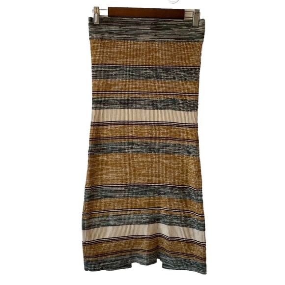 prAna Acadia Midi Skirt Peacock Multicolor Stripe Ribbed Knit Size Small - Picture 1 of 9